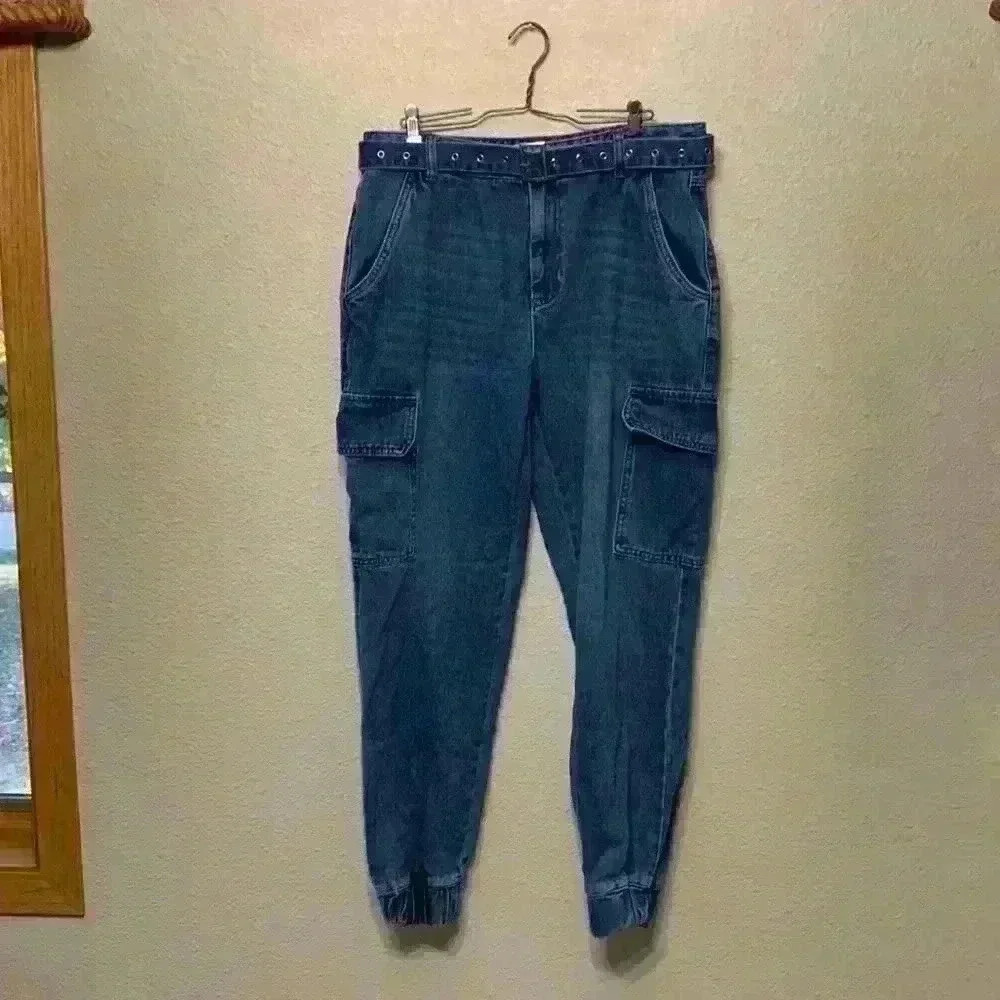 Sws Denin high rise jogger sz XL cargo medium wash high waisted streetwear comfy